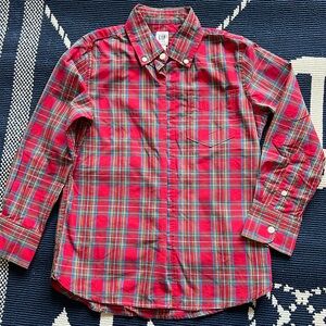 Gap Kids Boys Red Plaid Oxford
